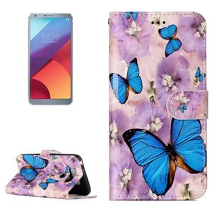 For LG G6 Gloss Oil Embossed Purple Butterfly Horizontal Flip Leather Case with Holder & Card Slots & Wallet & Photo Frame