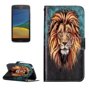 For Motorola Moto G5 Gloss Oil Embossed Lion Pattern Horizontal Flip Leather Case with Holder & Card Slots & Wallet & Photo Frame