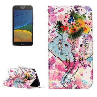 For Motorola Moto G5 Gloss Oil Embossed Flower Elephant Pattern Horizontal Flip Leather Case with Holder & Card Slots & Wallet & Photo Frame