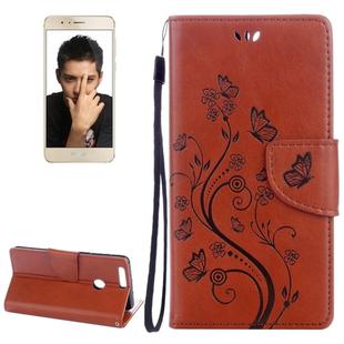 For Huawei  Honor 8 Flowers Embossing Horizontal Flip Leather Case with Holder & Card Slots & Wallet & Lanyard(Coffee)