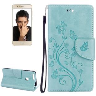 For Huawei  Honor 8 Flowers Embossing Horizontal Flip Leather Case with Holder & Card Slots & Wallet & Lanyard(Green)