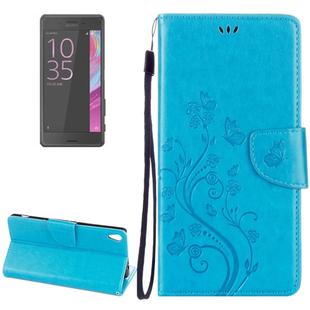 For Sony Xperia XA Ultra Flowers Embossing Horizontal Flip Leather Case with Holder & Card Slots & Wallet & Lanyard(Blue)