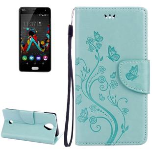 Flowers Embossing Horizontal Flip Leather Case for Wiko U Feel, with Holder & Card Slots & Wallet & Lanyard(Green)