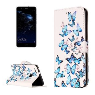 For Huawei  P10 Lite Little Blue Butterfly Pattern Horizontal Flip Leather Protective Case with Holder & Card Slots & Wallet