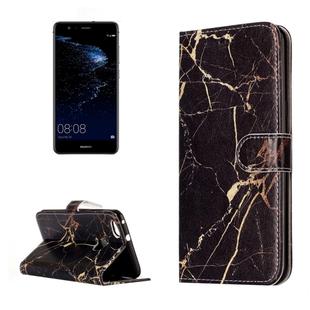 For Huawei  P10 Lite Black Gold Marble Pattern Horizontal Flip Leather Protective Case with Holder & Card Slots & Wallet