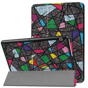 Huawei MediaPad T3 10 Color Polygonal Pattern Horizontal Deformation Flip Leather Case with Three-folding Holder