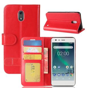 For Nokia 2 Crazy Horse Texture Horizontal Flip Leather Case with Holder & Card Slots & Wallet (Red)