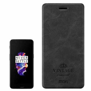 MOFI VINTAGE for OnePlus 5 Crazy Horse Texture Horizontal Flip Leather Case with Holder & Card Slot(Black)