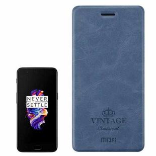 MOFI VINTAGE for OnePlus 5 Crazy Horse Texture Horizontal Flip Leather Case with Holder & Card Slot(Dark Blue)
