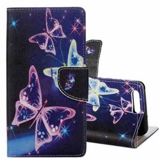 For ASUS Zenfone 4 Max Pro ZC554KL Purple Crystal Butterflies Pattern Horizontal Flip Leather Case with Holder & Card Slots & Wallet