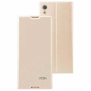MOFI for Sony Xperia XA1 PU Five-pointed Star Pattern Horizontal Flip Leather Case with Holder(Gold)