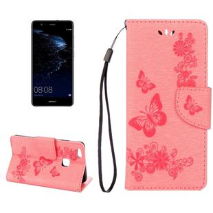 For Huawei  P10 Lite Butterflies Embossing Horizontal Flip Leather Case with Holder & Card Slots & Wallet & Lanyard (Pink)