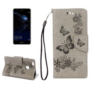 For Huawei  P10 Lite Butterflies Embossing Horizontal Flip Leather Case with Holder & Card Slots & Wallet & Lanyard (Grey)