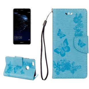 For Huawei  P10 Lite Butterflies Embossing Horizontal Flip Leather Case with Holder & Card Slots & Wallet & Lanyard (Blue)