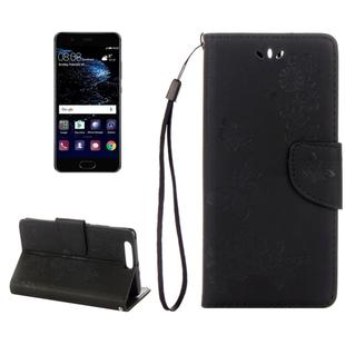 For Huawei  P10 Plus Butterflies Embossing Horizontal Flip Leather Case with Holder & Card Slots & Wallet & Lanyard(Black)
