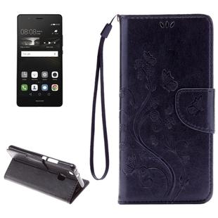 For Huawei  P9 Lite Butterflies Embossing Horizontal Flip Leather Case with Holder & Card Slots & Wallet & Lanyard(Black)