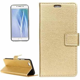 For Vivo  V5 / Y67 Litchi Texture Horizontal Flip Leather Case with Holder & Card Slots & Wallet & Photo Frame (Gold)