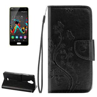 Pressed Flowers Horizontal Flip Leather Case for Wiko U Feel Lite, with Magnetic Buckle & Holder & Card Slots & Wallet(Black)