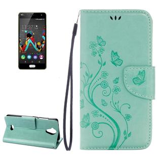 Pressed Flowers Horizontal Flip Leather Case for Wiko U Feel Lite, with Magnetic Buckle & Holder & Card Slots & Wallet(Green)