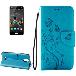Pressed Flowers Horizontal Flip Leather Case for Wiko U Feel Lite, with Magnetic Buckle & Holder & Card Slots & Wallet(Blue)