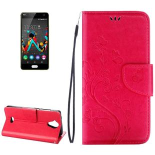 Pressed Flowers Horizontal Flip Leather Case for Wiko U Feel Lite, with Magnetic Buckle & Holder & Card Slots & Wallet(Magenta)