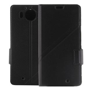 For Microsoft Lumia 950 Horizontal Flip Genuine  Leather Case with Card Slots & Holder(Black)