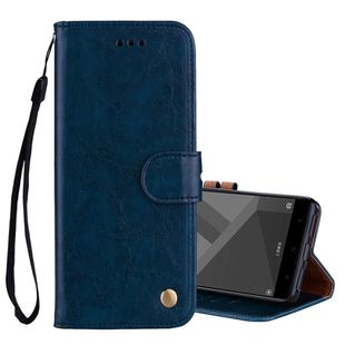 For Xiaomi Redmi Note 4X Business Style Oil Wax Texture Horizontal Flip Leather Case with Holder & Card Slots & Wallet(Blue)
