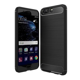 For Huawei  P10  Brushed Carbon Fiber Texture Shockproof TPU Protective Cover Case(Black)