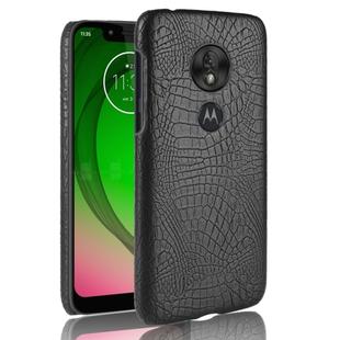 Shockproof Crocodile Texture PC + PU Case for Motorola Moto G7 Play (Black)