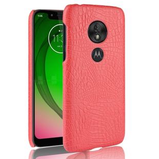 Shockproof Crocodile Texture PC + PU Case for Motorola Moto G7 Play (Red)