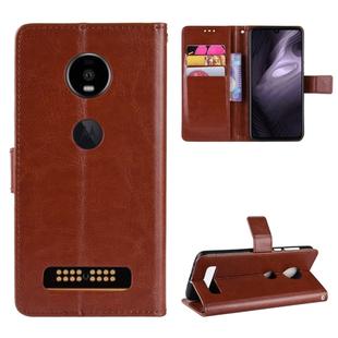 Retro Crazy Horse Texture Horizontal Flip Leather Case for Motorola Moto Z4 Play, with Holder & Card Slots & Wallet & Lanyard (Brown)