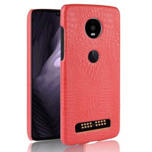 Shockproof Crocodile Texture PC + PU Case for Motorola Moto Z4 Play (Red)