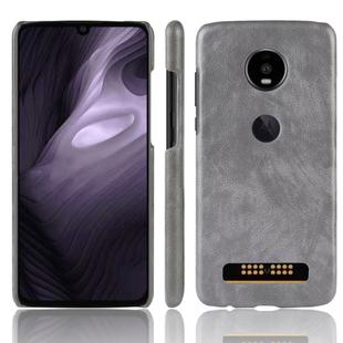 Shockproof Litchi Texture PC + PU Case for Motorola Moto Z4 Play (Grey)