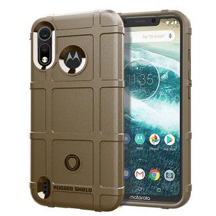 Shockproof Protector Cover Full Coverage Silicone Case for Motorola Moto P40 Play (Brown)