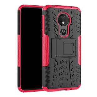 Tire Texture TPU+PC Shockproof Case for Motorola Moto G7 Power, with Holder (Pink)