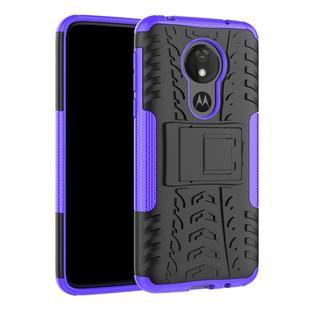 Tire Texture TPU+PC Shockproof Case for Motorola Moto G7 Power, with Holder (Purple)