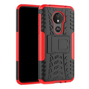 Tire Texture TPU+PC Shockproof Case for Motorola Moto G7 Power, with Holder (Red)