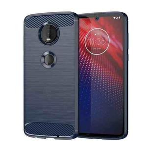 Brushed Texture Carbon Fiber TPU Case for Motorola Moto Z4 Play (Navy Blue)