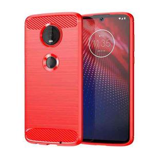 Brushed Texture Carbon Fiber TPU Case for Motorola Moto Z4 Play (Red)