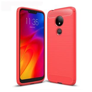 Brushed Texture Carbon Fiber TPU Case for Motorola Moto G7 Power EU Version(Red)