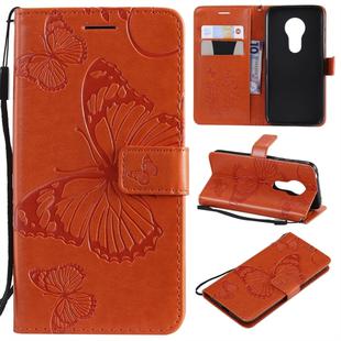 Butterfly Embossing Pattern Horizontal Flip Leather Case for Motorola Moto G7 Play, with Card Slot & Holder & Wallet & Lanyard (Orange)