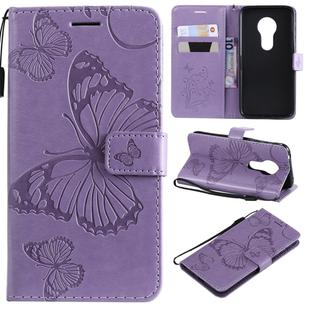 Butterfly Embossing Pattern Horizontal Flip Leather Case for Motorola Moto G7 Play, with Card Slot & Holder & Wallet & Lanyard (Purple)