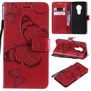 Butterfly Embossing Pattern Horizontal Flip Leather Case for Motorola Moto G7 Play, with Card Slot & Holder & Wallet & Lanyard (Red)
