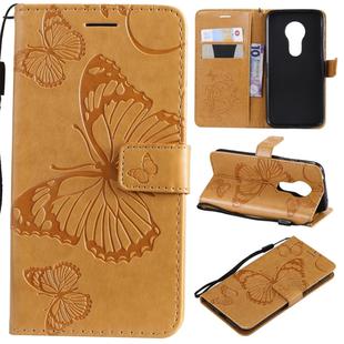 Butterfly Embossing Pattern Horizontal Flip Leather Case for Motorola Moto G7 Play, with Card Slot & Holder & Wallet & Lanyard (Yellow)