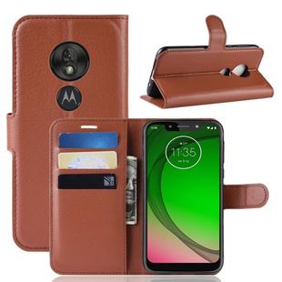 Litchi Texture Horizontal Flip Leather Case for MOTO G7 Play, with Wallet & Holder & Card Slots (Brown)