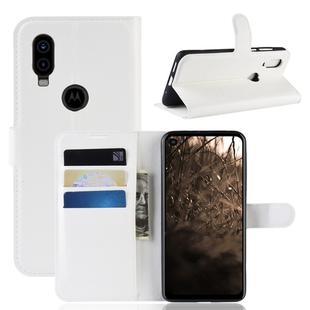 Litchi Texture Horizontal Flip Leather Case for MOTO P40, with Wallet & Holder & Card Slots (White)