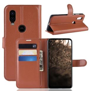 Litchi Texture Horizontal Flip Leather Case for MOTO P40, with Wallet & Holder & Card Slots (Brown)