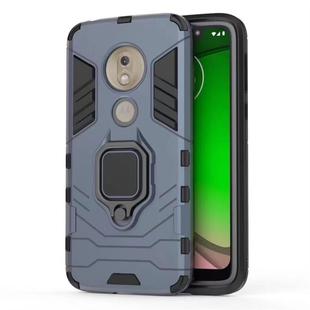PC + TPU Shockproof Protective Case for Motorola Moto G7 Play, with Magnetic Ring Holder (Navy Blue)