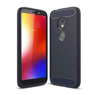 For Motorola Moto E5 Play Brushed Texture Carbon Fiber Shockproof TPU Protective Back Case (Navy Blue)