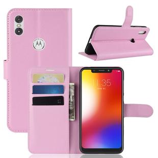 Litchi Texture Horizontal Flip Leather Case for Motorola One (P30 Play), with Holder & Card Slots & Wallet(Pink)